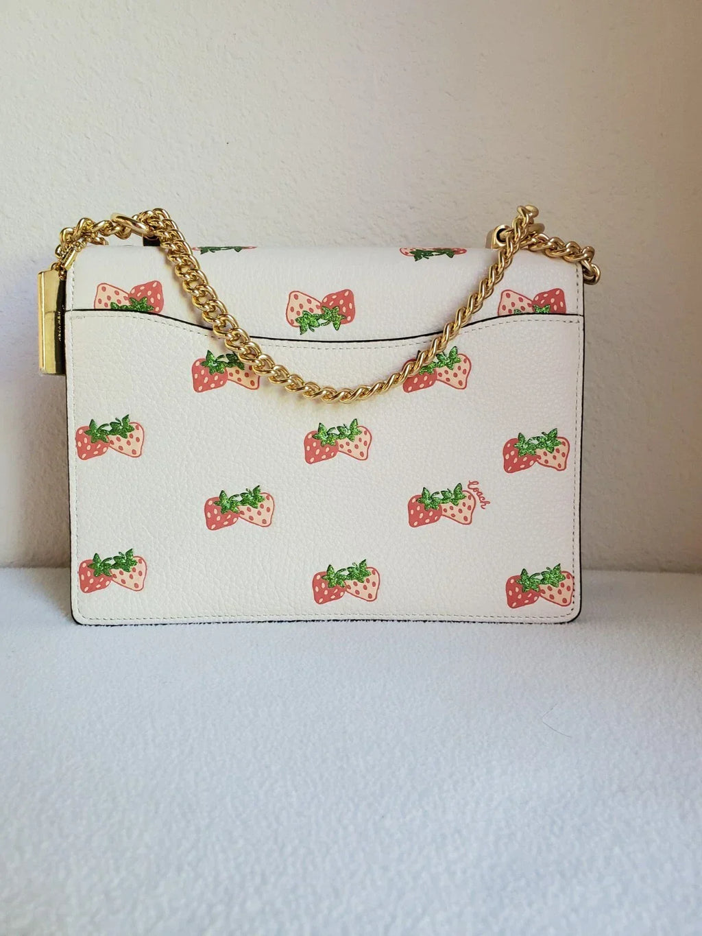 Coach Klare Crossbody with Strawberry Print - White