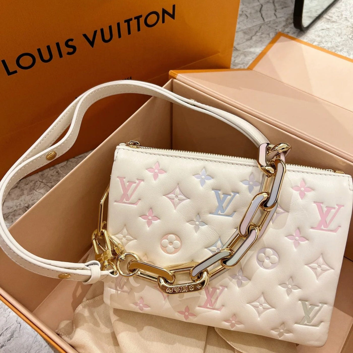 Louis Vuitton Coussin MM Bag Black - White