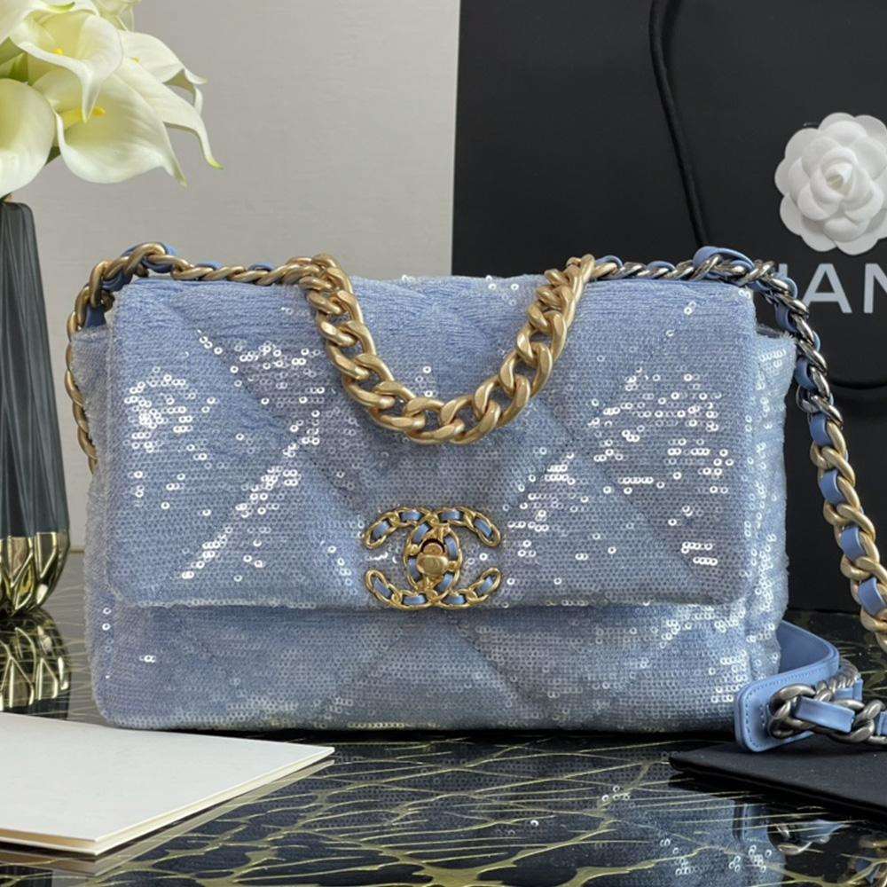 Chanel 19 Sequin Flap Bag - Light Blue