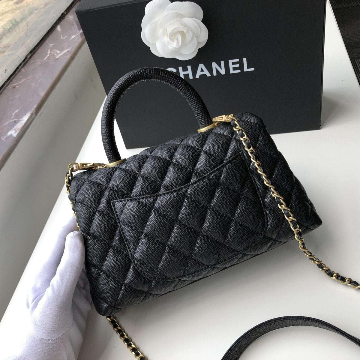 Chanel Small Flap Bag with Coco Handle - Black with Black Hardware