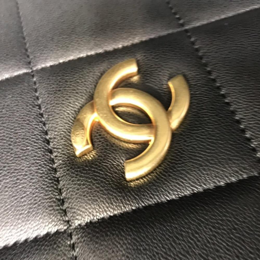 Chanel Runway Black Lambskin Leather Diamond Cut Bag