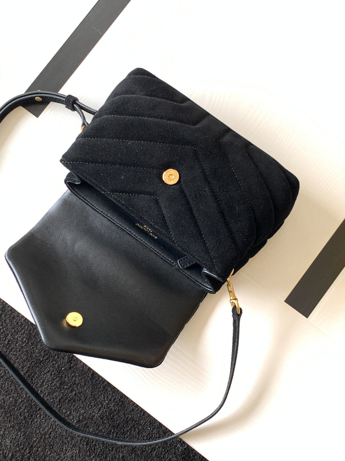 YSL Loulou 20 Black Velvet Shoulder Bag