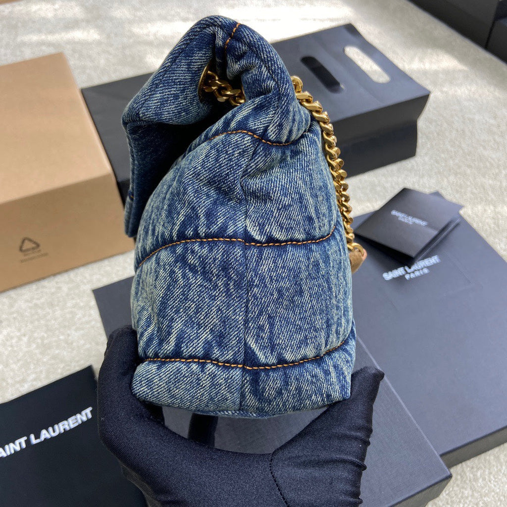 YSL Puffer Denim Bag - Blue