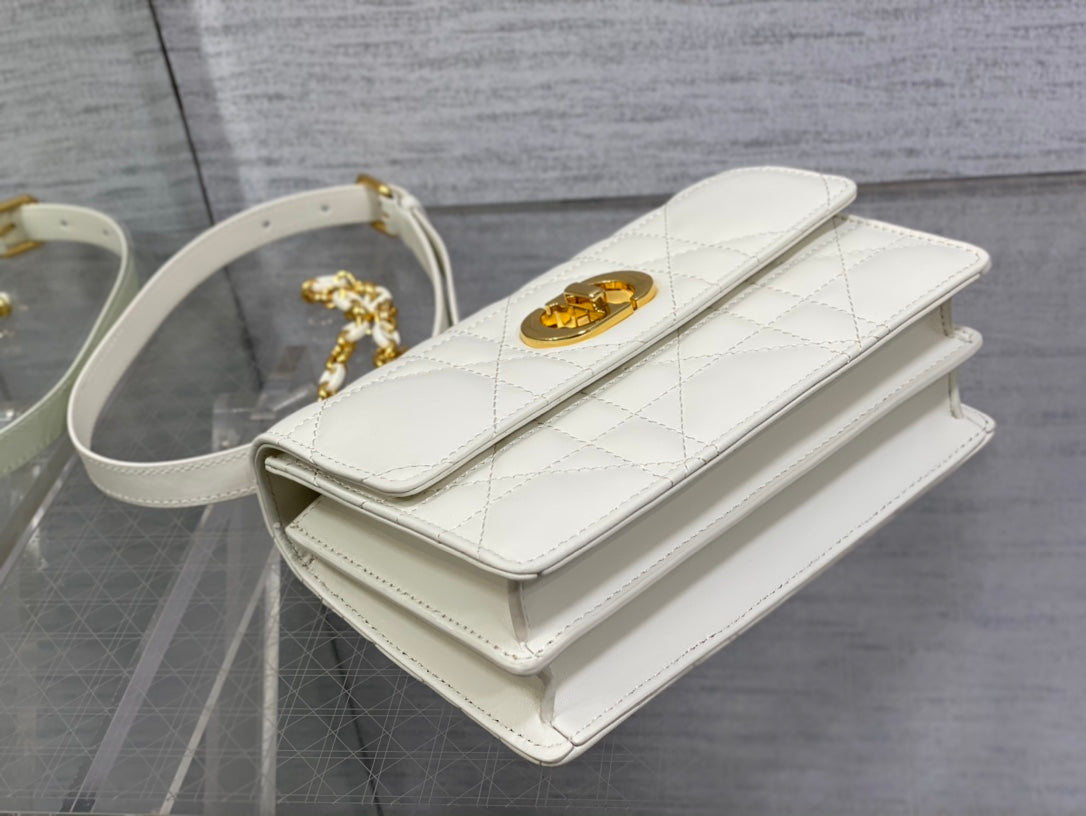 Dior Miss Caro White Macrocannage Lambskin Bag