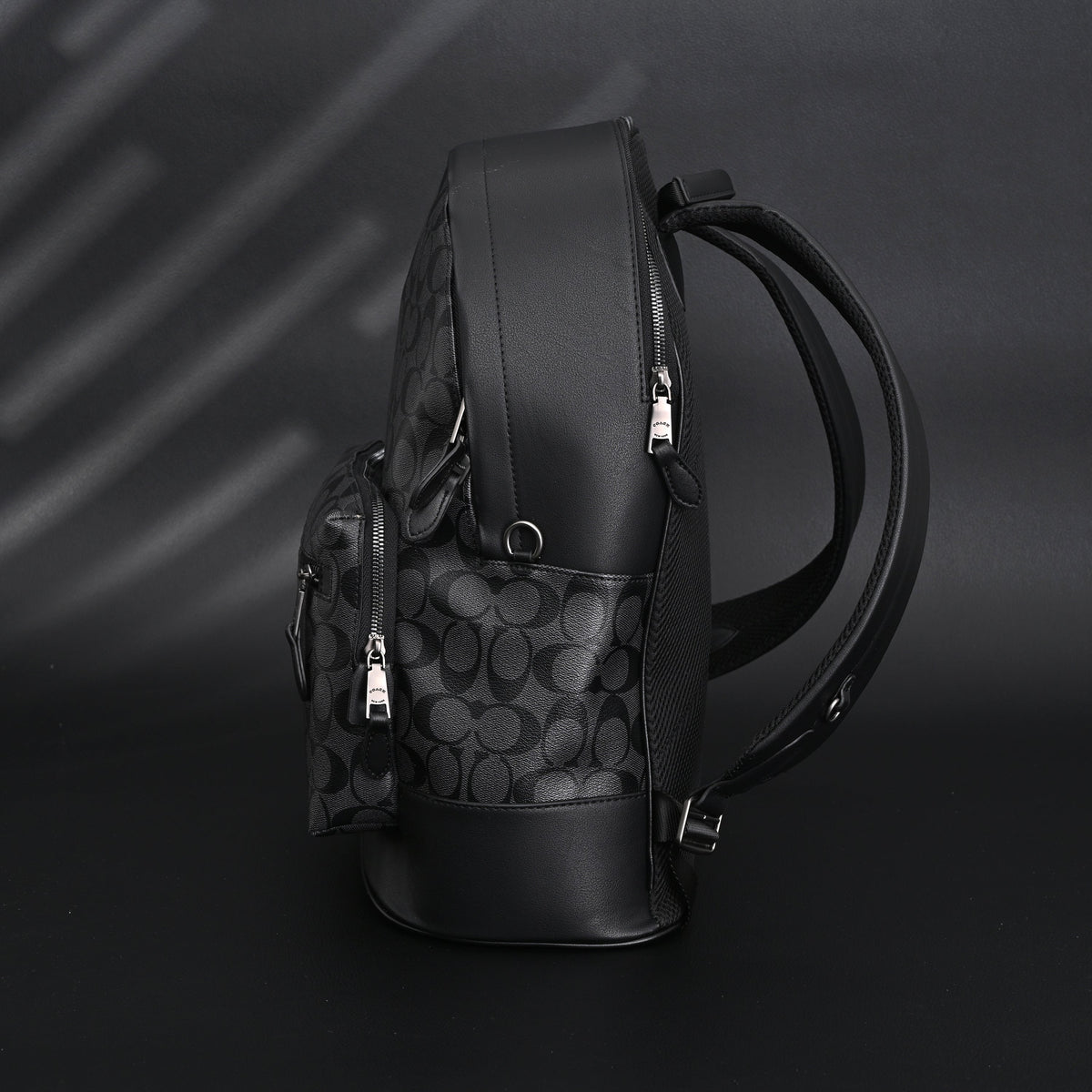 Coach West Backpack – Signature Canvas in Black/Grey - Black/Grey Monogram Pattern