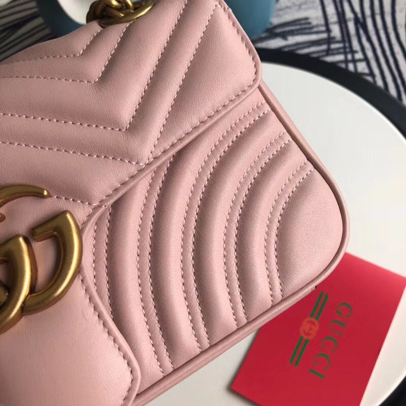 Gucci Marmont Matelass ̈¦ Shoulder Bag in Pink
