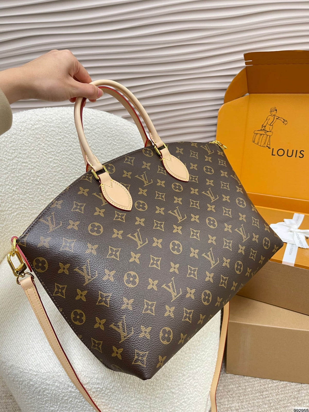 LV Boetie PM Monogram Canvas Tote Handle Bag with Drawstring Closure