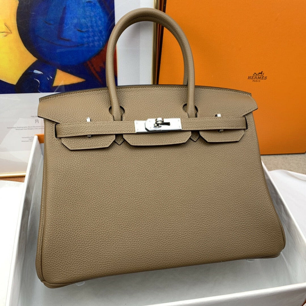 Hermes Birkin 30 Togo Etoupe Bag Silver Hardware Handbags (11.8in30cm) - Grey