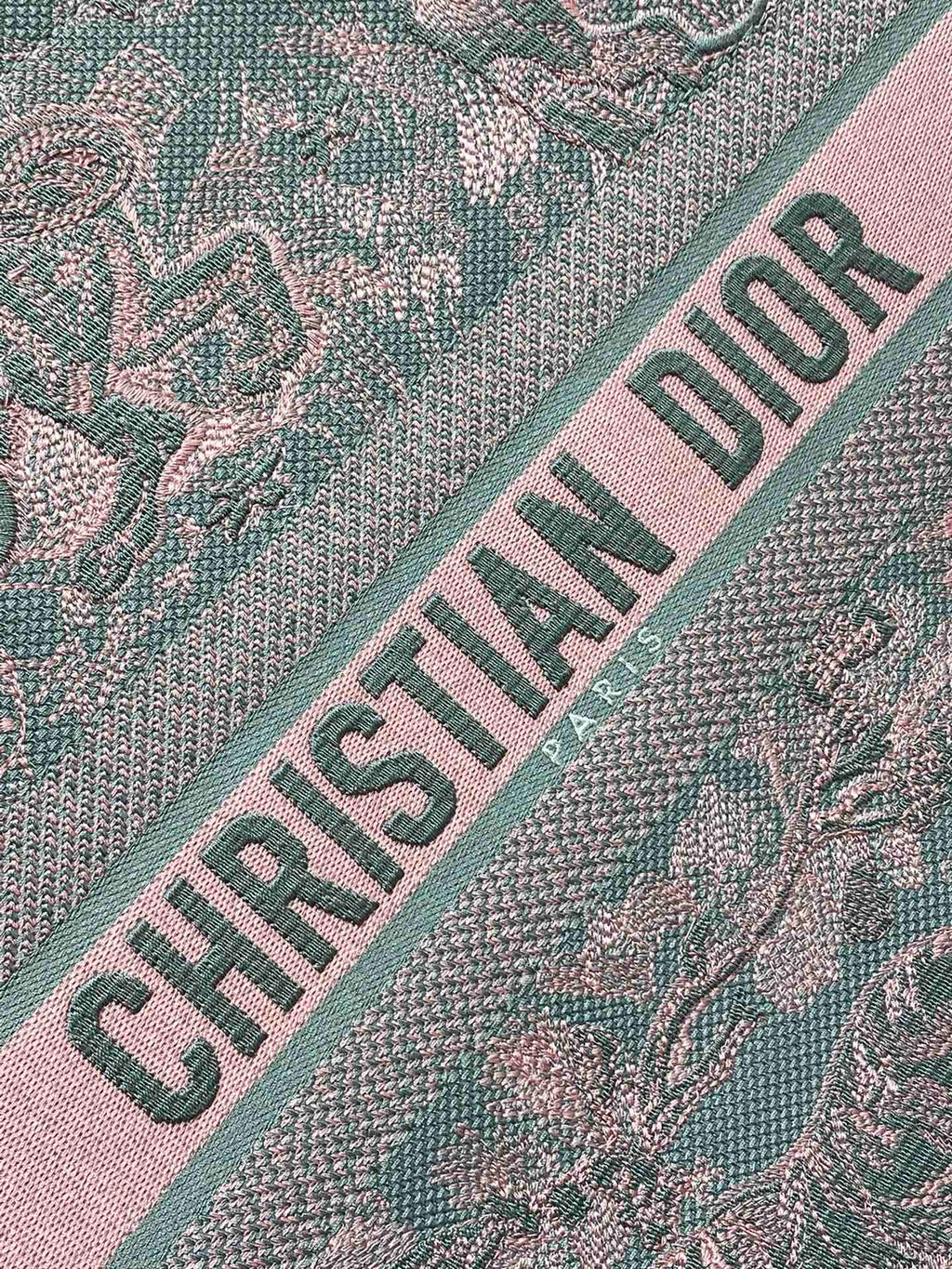 Dior Book Tote Large Gray and Pink Toile De Jouy Reverse Beverly Hills Embroidery