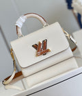 LV Twist MM Epi Leather Handle Crossbody Bag with LV Twist Lock White Quartz
