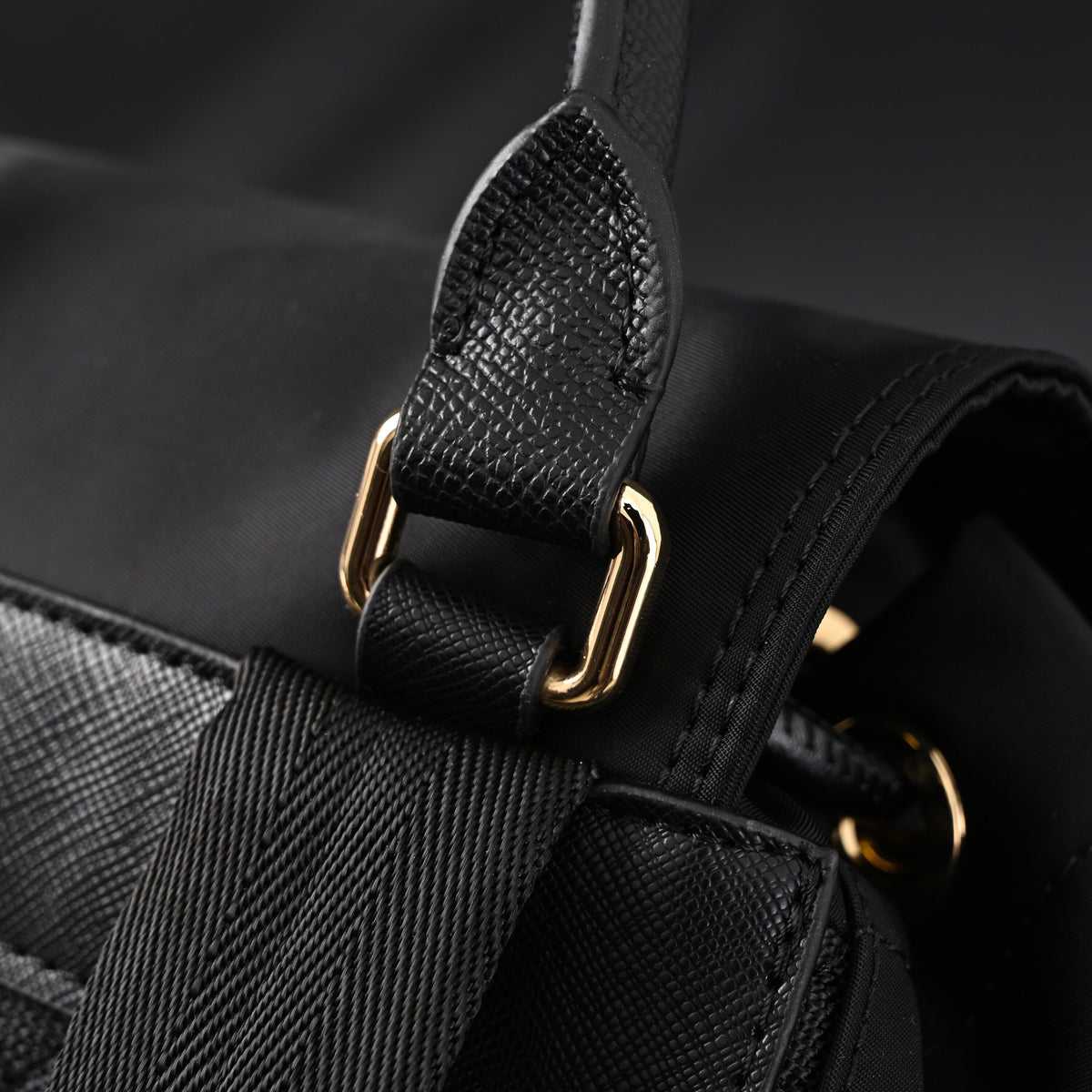 Burberry the Rucksack – Black Nylon & Leather Backpack with Gold-Tone Hardware - Black with Gold Accents
