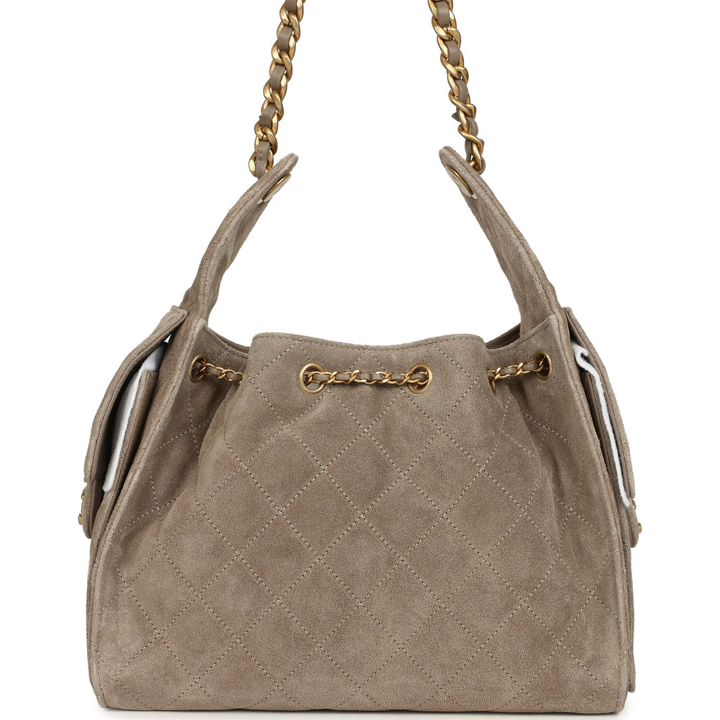 Chanel Small 25 Hobo Grey Suede Hobo Bag