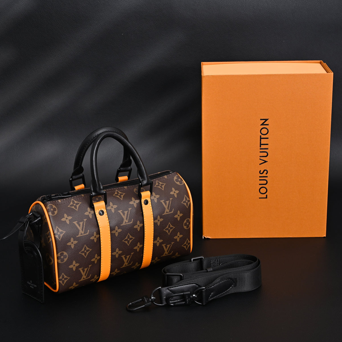 Louis Vuitton Keepall Bandoulière 50 – Monogram Canvas with Neon Orange Trim Travel Bag