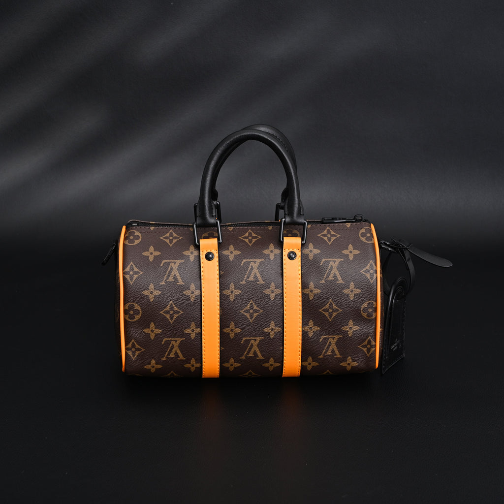 Louis Vuitton Keepall Bandoulière 50 – Monogram Canvas with Neon Orange Trim Travel Bag