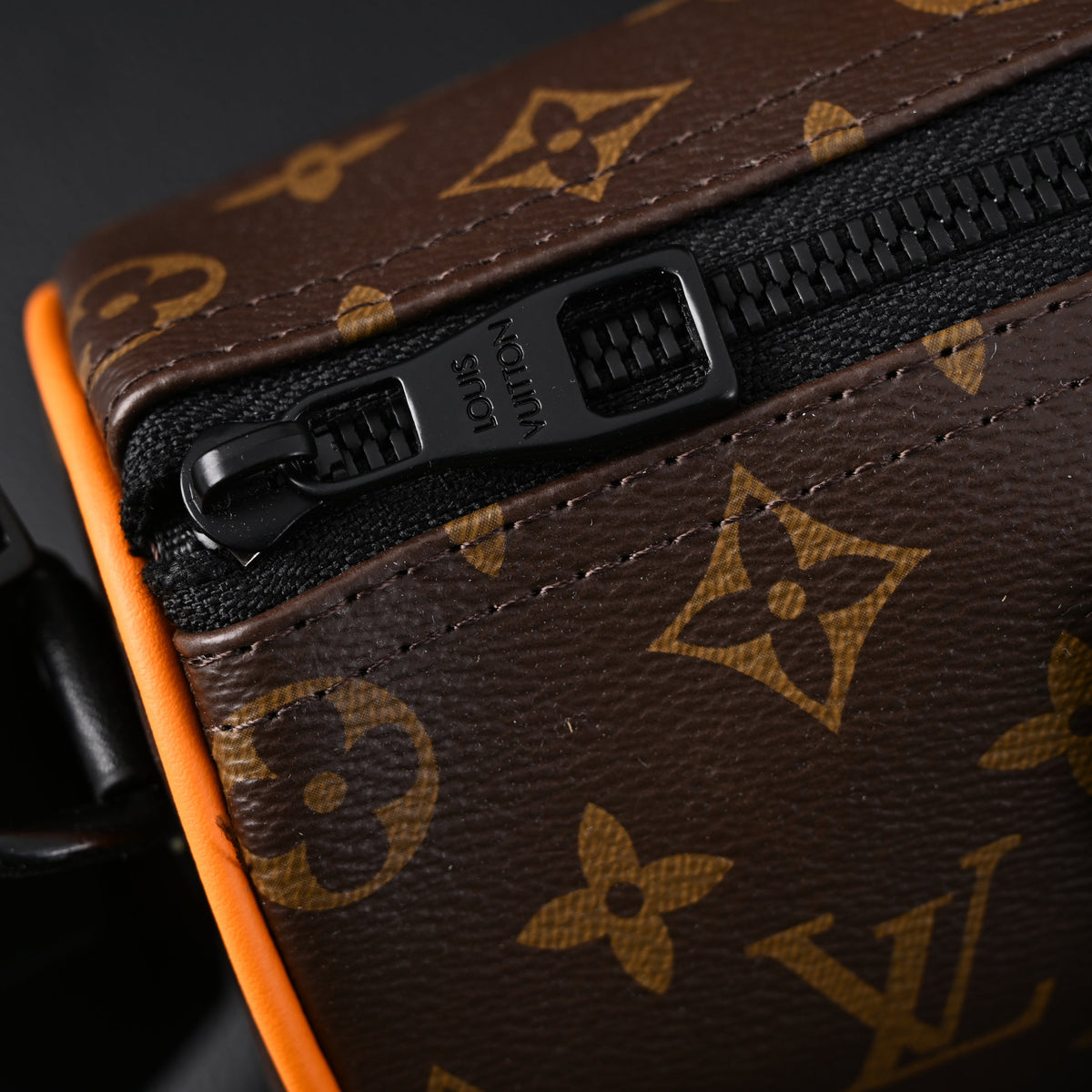 Louis Vuitton Keepall Bandoulière 50 – Monogram Canvas with Neon Orange Trim Travel Bag