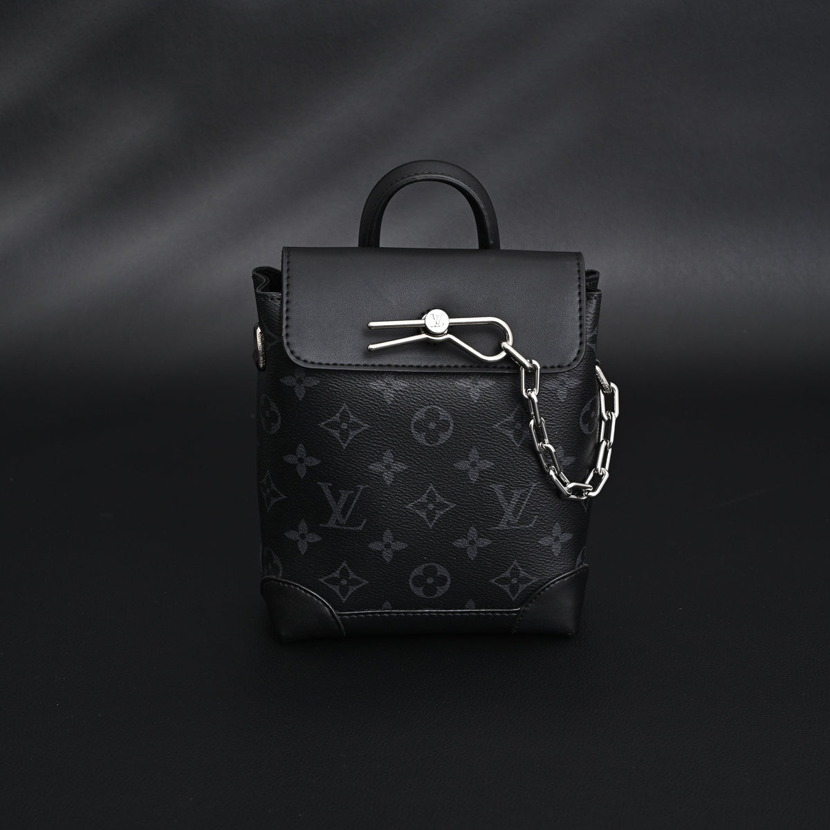 Louis Vuitton Soft Trunk Messenger – Monogram Eclipse Canvas with Silver Chain Handbag