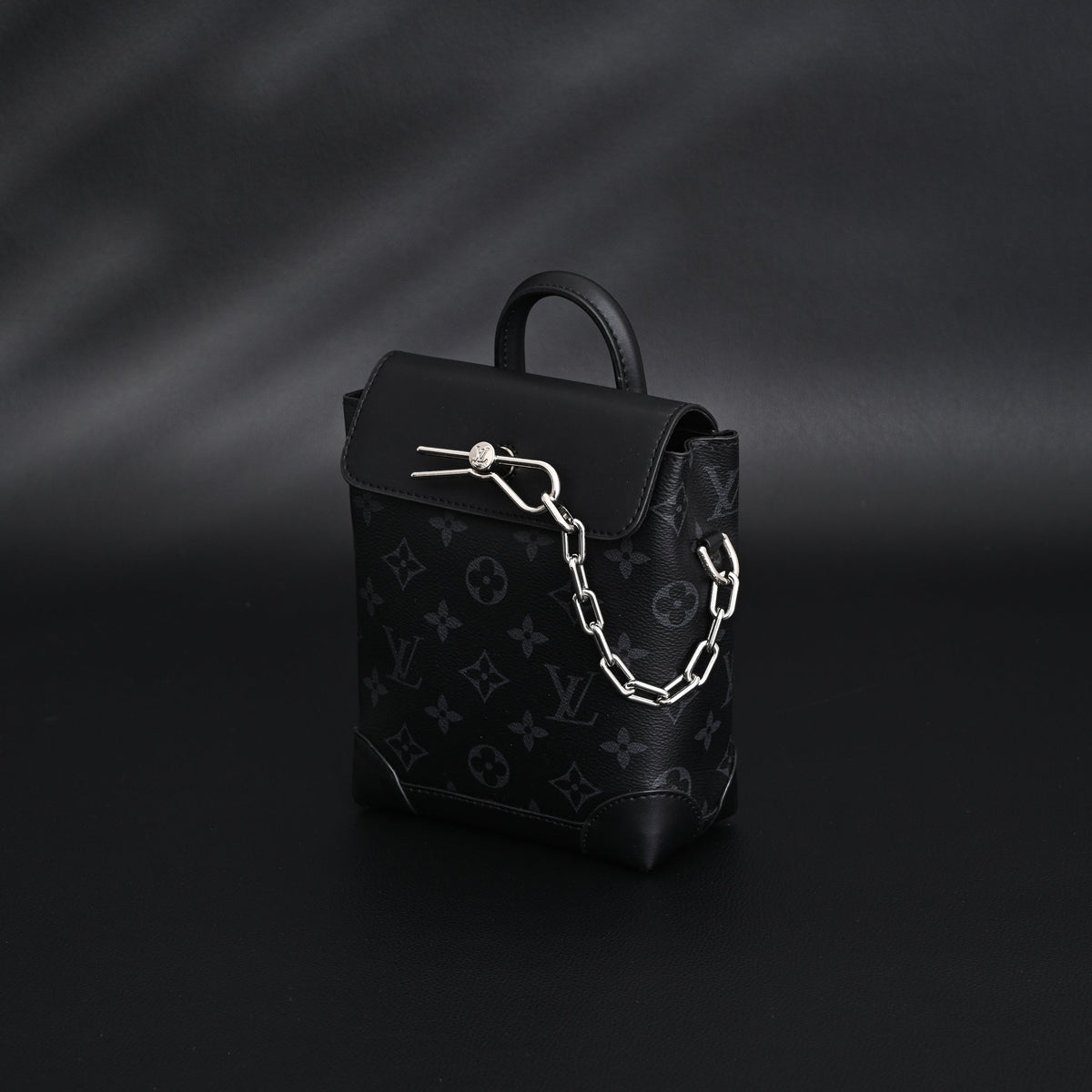 Louis Vuitton Soft Trunk Messenger – Monogram Eclipse Canvas with Silver Chain Handbag