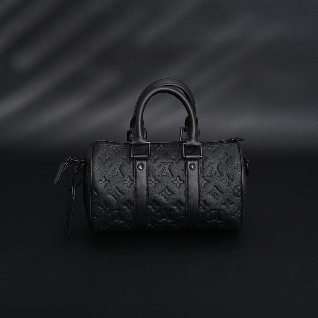 Louis Vuitton Keepall Bandoulière 50 – Monogram Shadow Black Leather Travel Bag