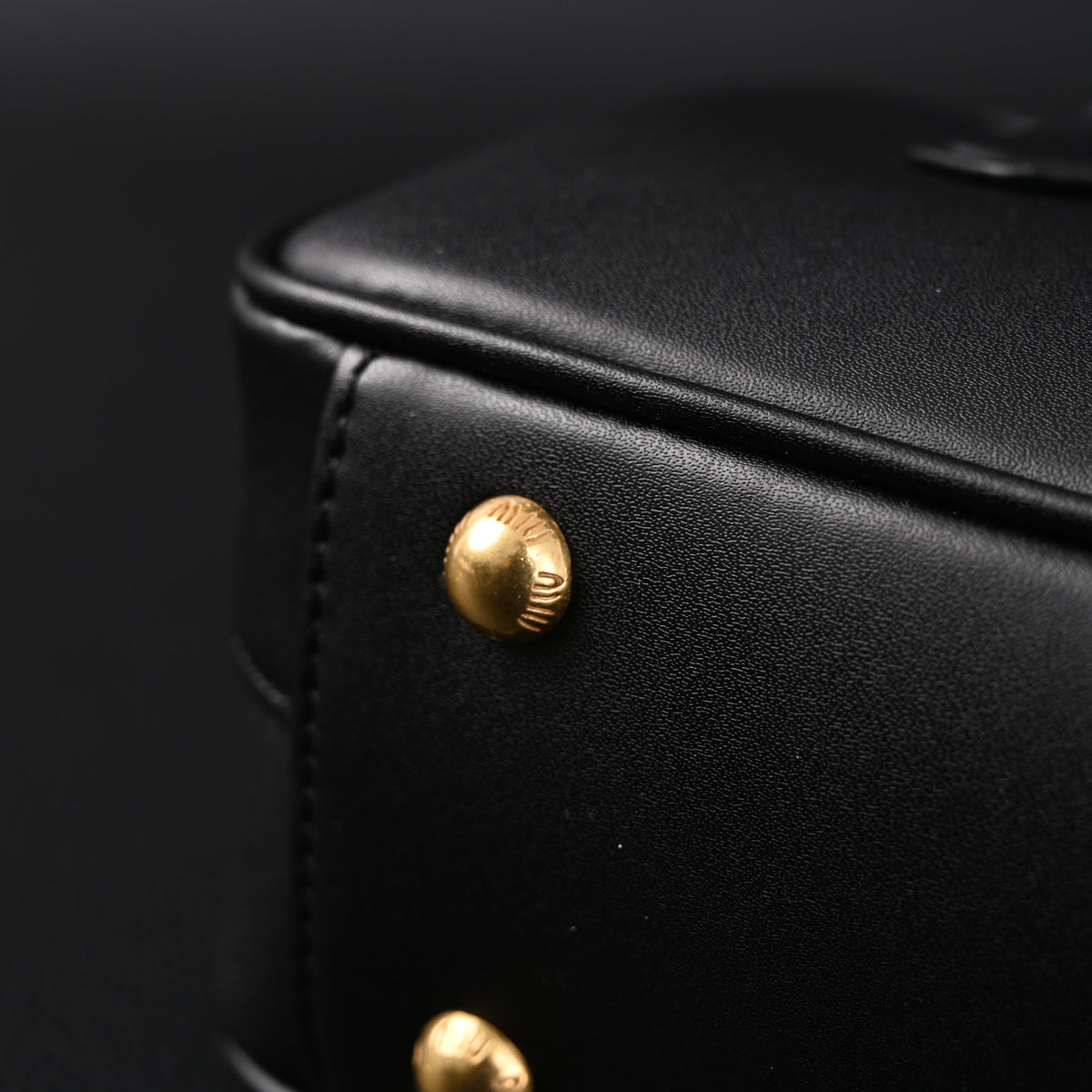 Miu Miu Black Matelassé Leather Satchel Bag – Mini Top Handle - Black with Gold-Tone Accents