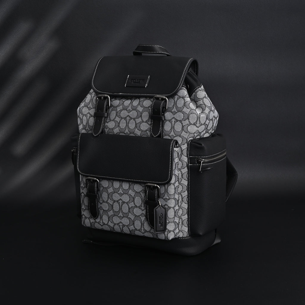 Coach Ch Sprint Backpack – Signature Canvas & Leather - Black / Grey Monogram