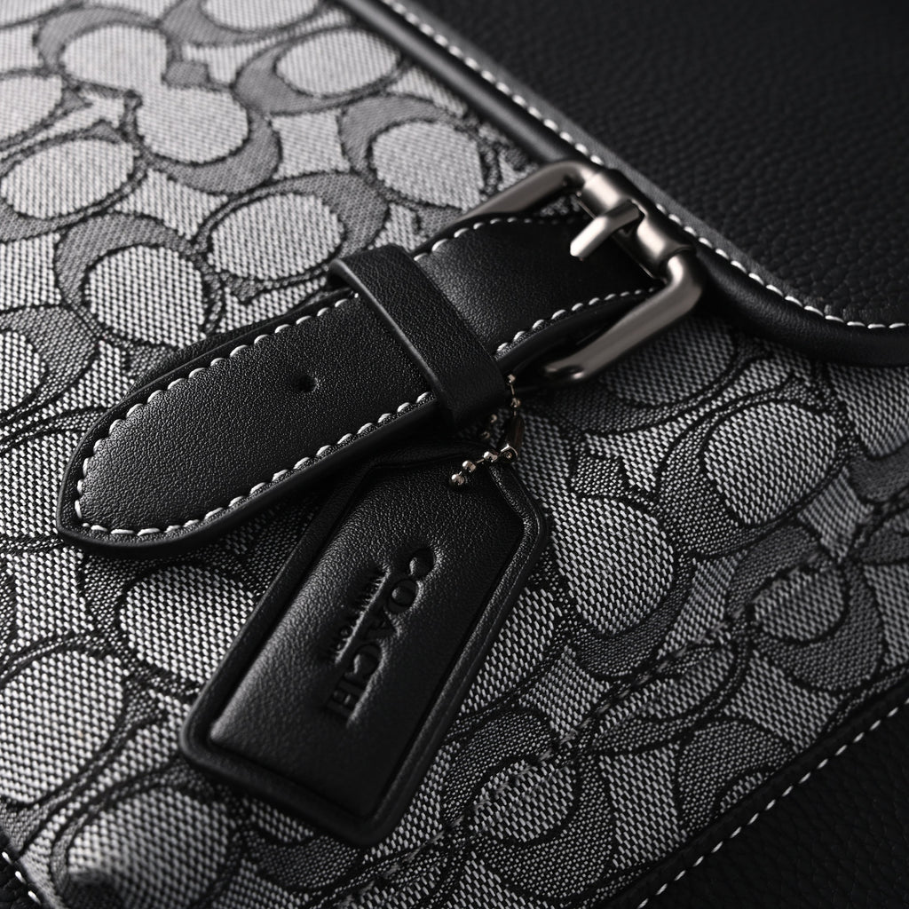 Coach Ch Sprint Backpack – Signature Canvas & Leather - Black / Grey Monogram