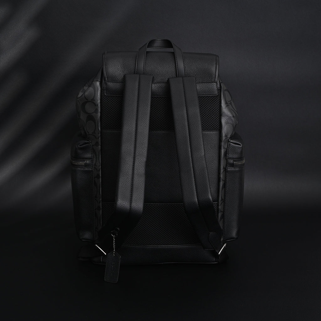 Coach Men's Leather Backpack – Black Signature Canvas