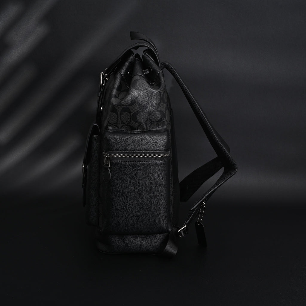 Coach Men's Leather Backpack – Black Signature Canvas