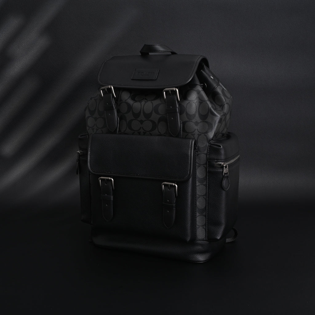 Coach Men's Leather Backpack – Black Signature Canvas
