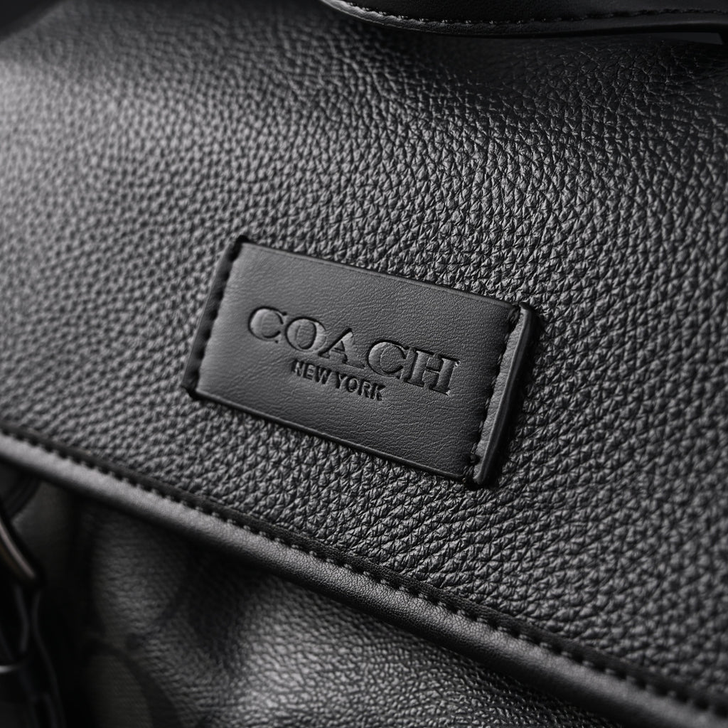 Coach Men's Leather Backpack – Black Signature Canvas
