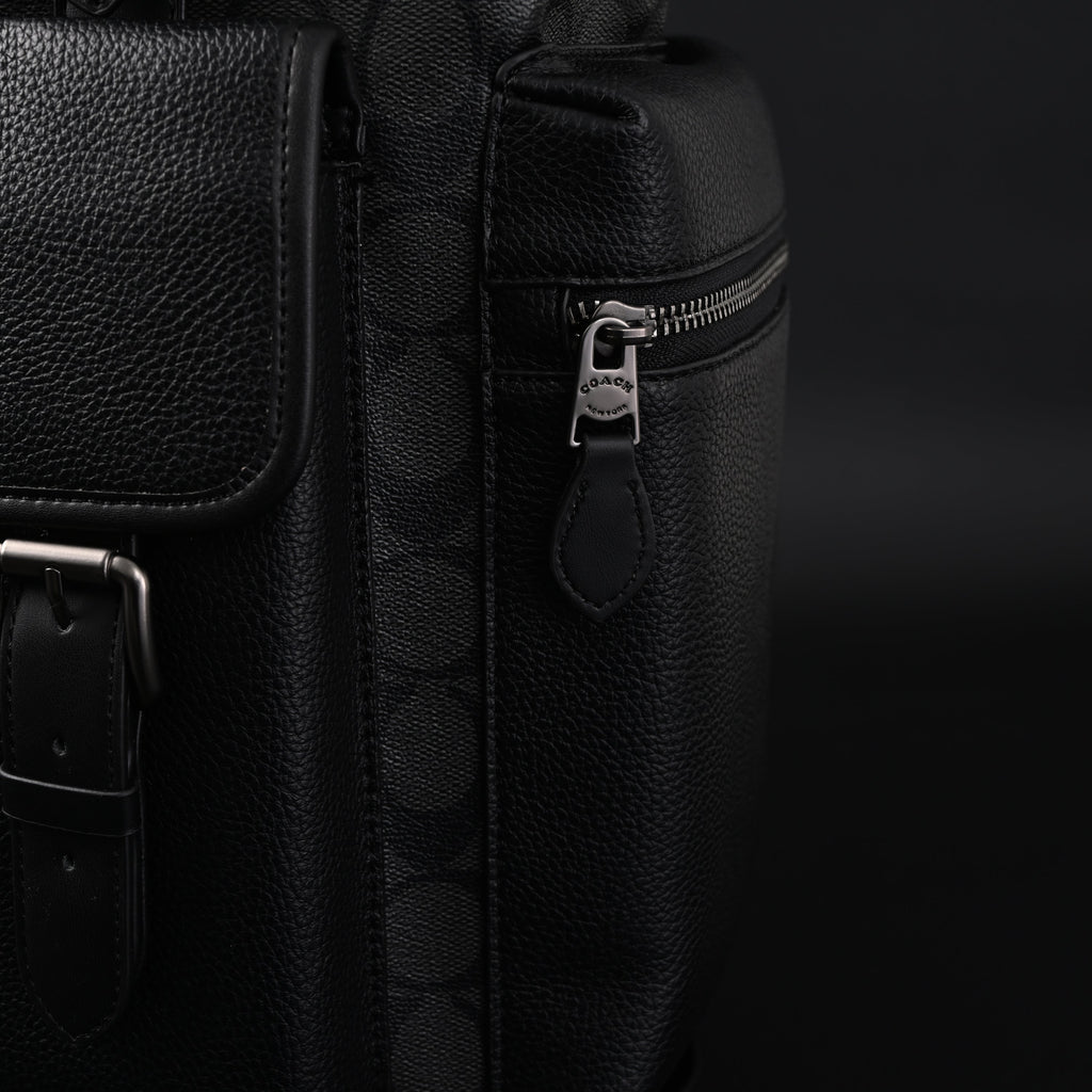 Coach Men's Leather Backpack – Black Signature Canvas