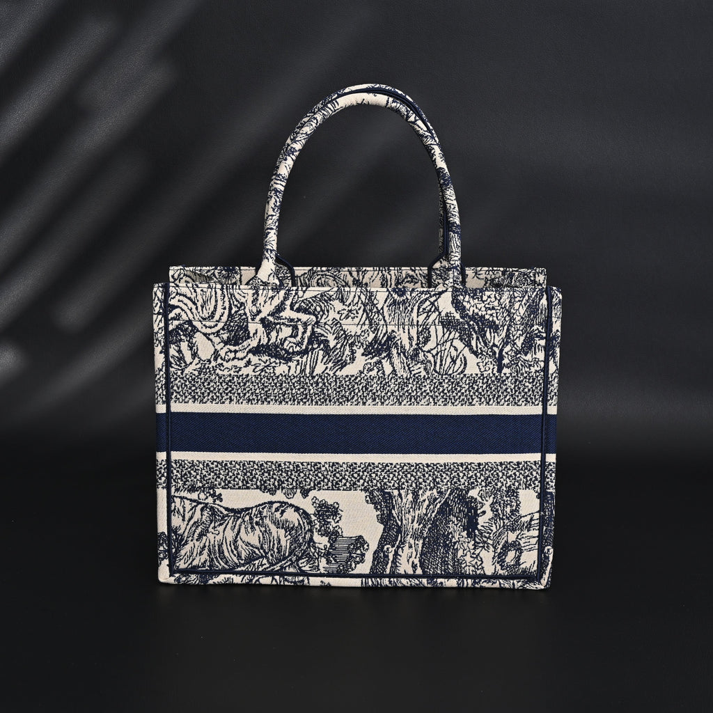 Dior Book Tote Bag – Blue Toile De Jouy Embroidery - Blue with Toile De Jouy Pattern