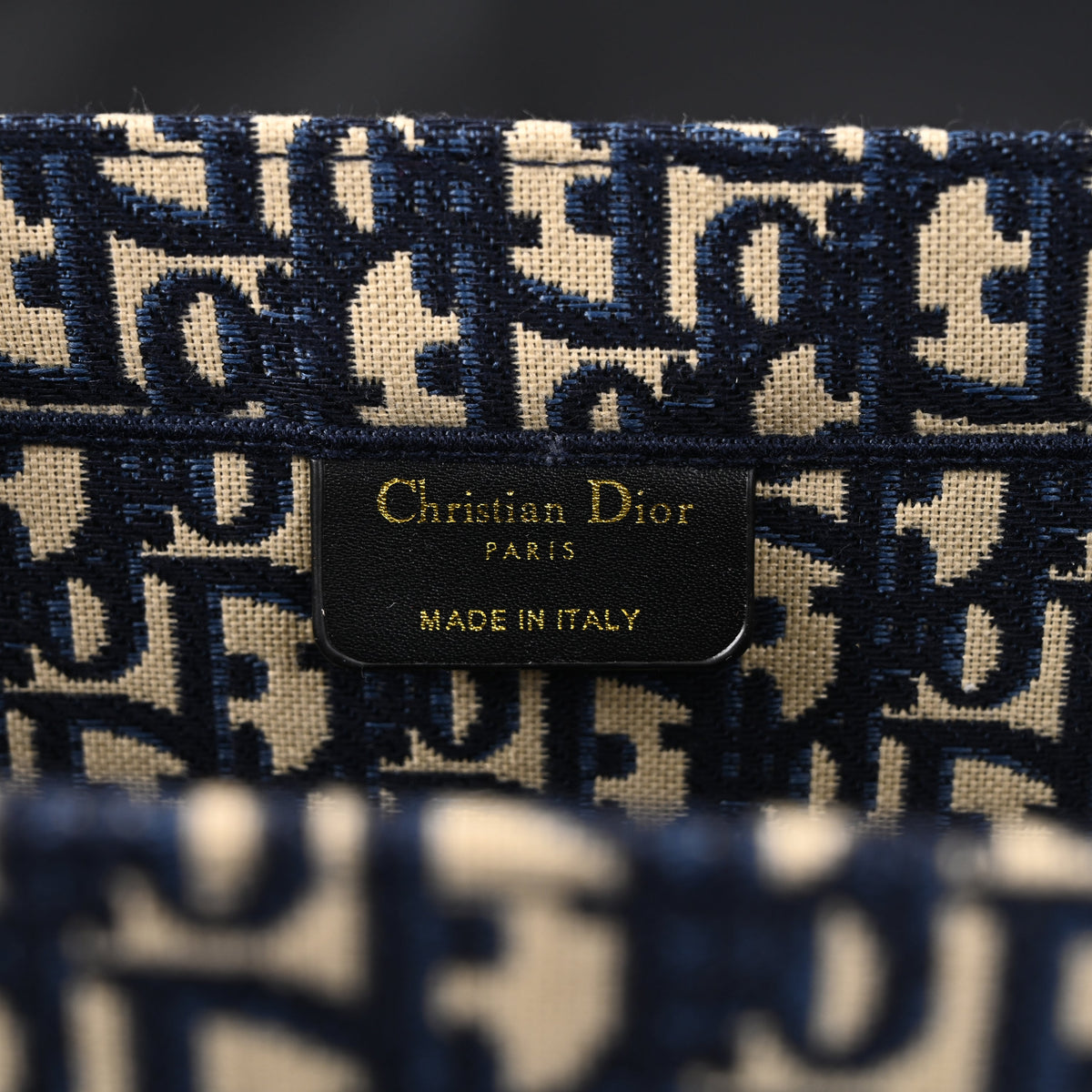 Christian Dior Large Book Tote – Blue Oblique Embroidery - Blue with Beige Contrast