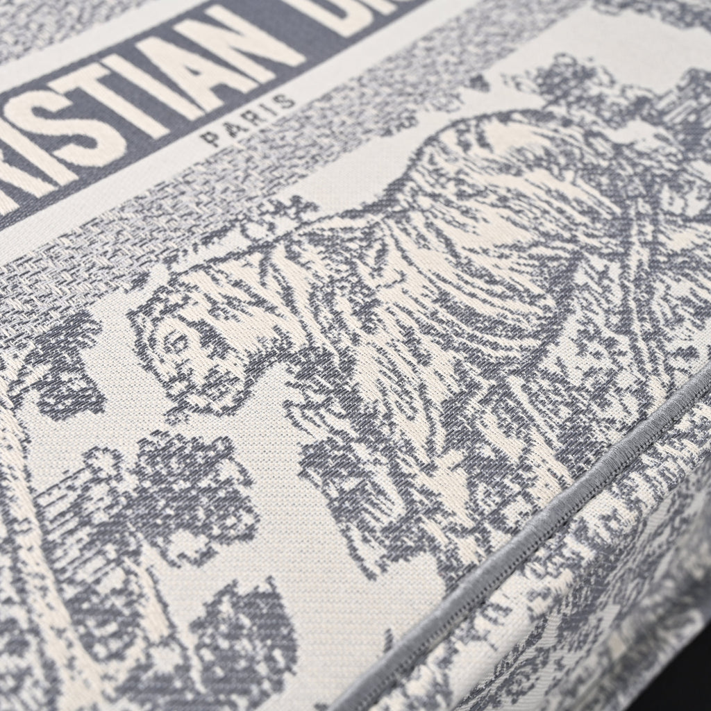 Christian Dior Large Book Tote – Toile De Jouy Embroidery - Classic Grey