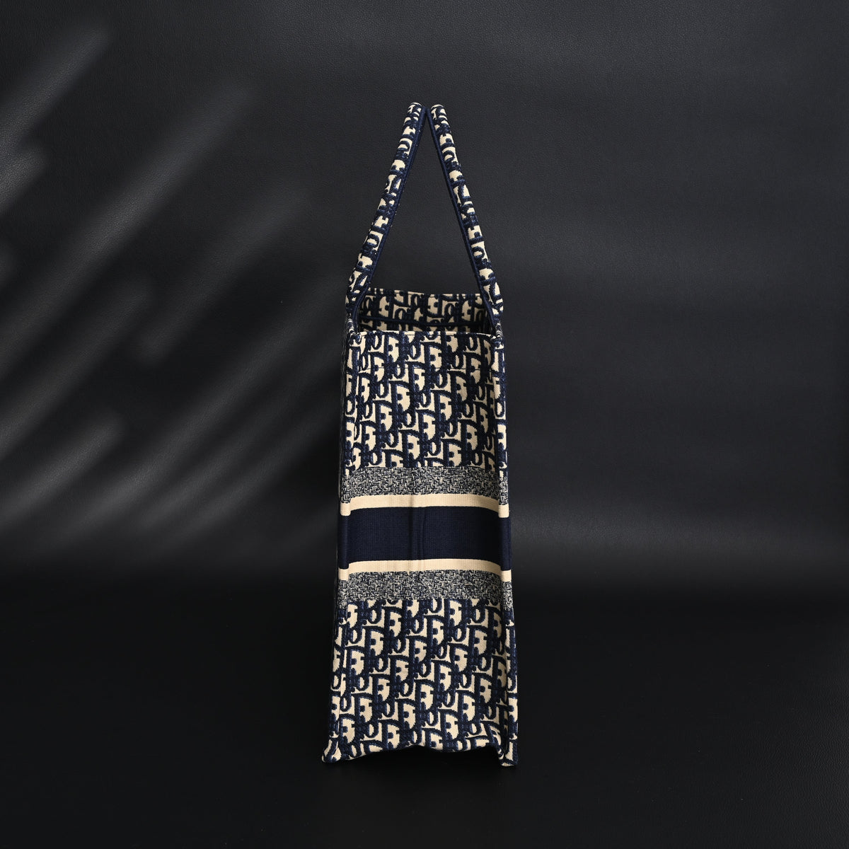 Christian Dior Large Book Tote – Blue Oblique Embroidery - Navy Blue