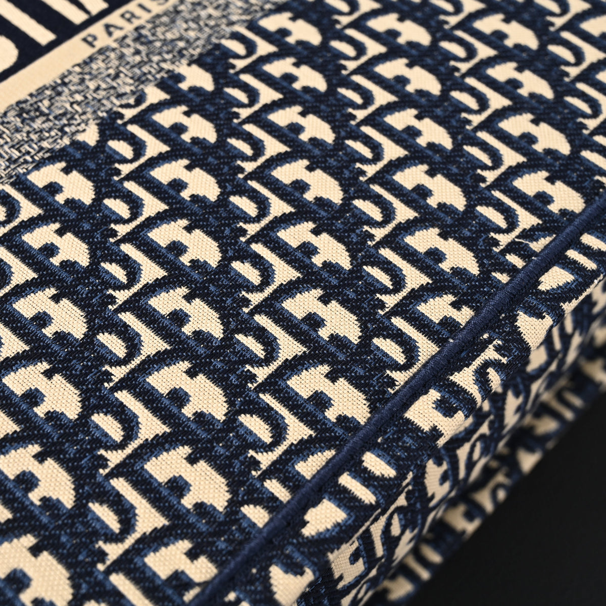 Christian Dior Large Book Tote – Blue Oblique Embroidery - Navy Blue