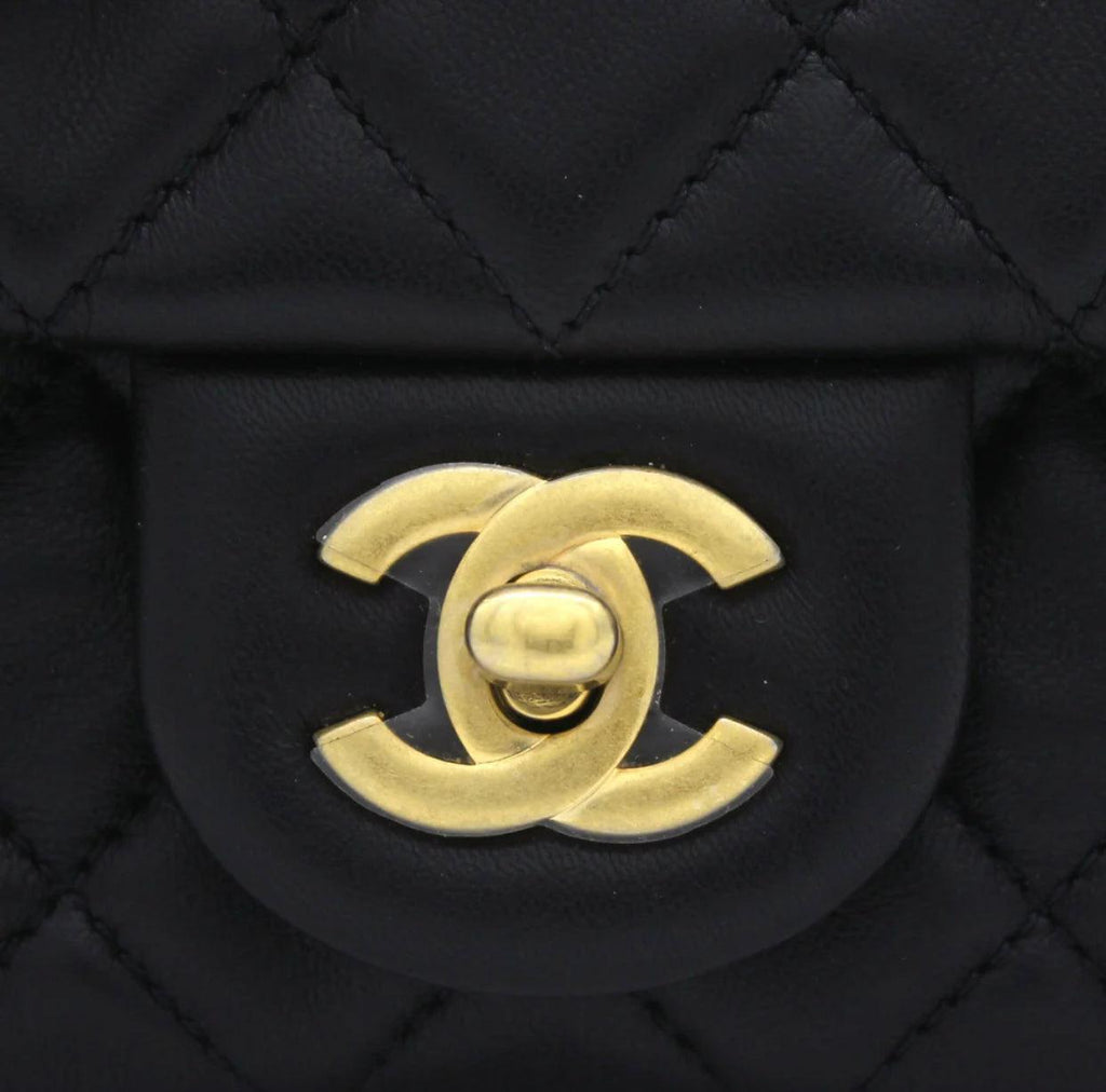 Chanel Pearl Crush Mini Rectangular Flap Bag - Black with Aged Gold-Tone Hardware