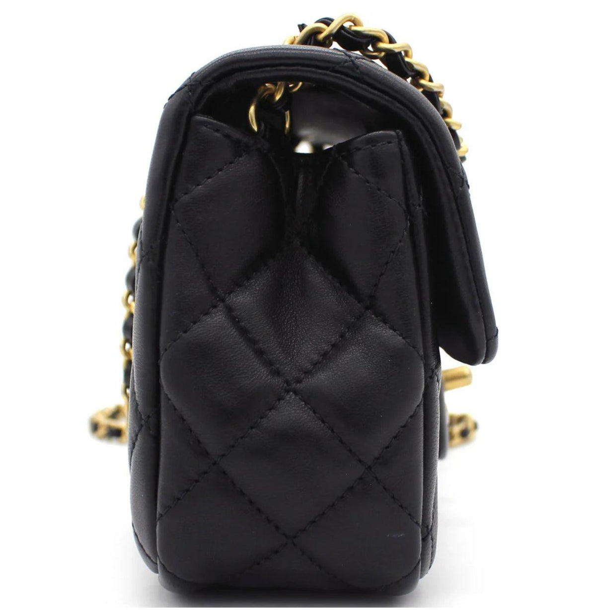 Chanel Pearl Crush Mini Rectangular Flap Bag - Black with Aged Gold-Tone Hardware