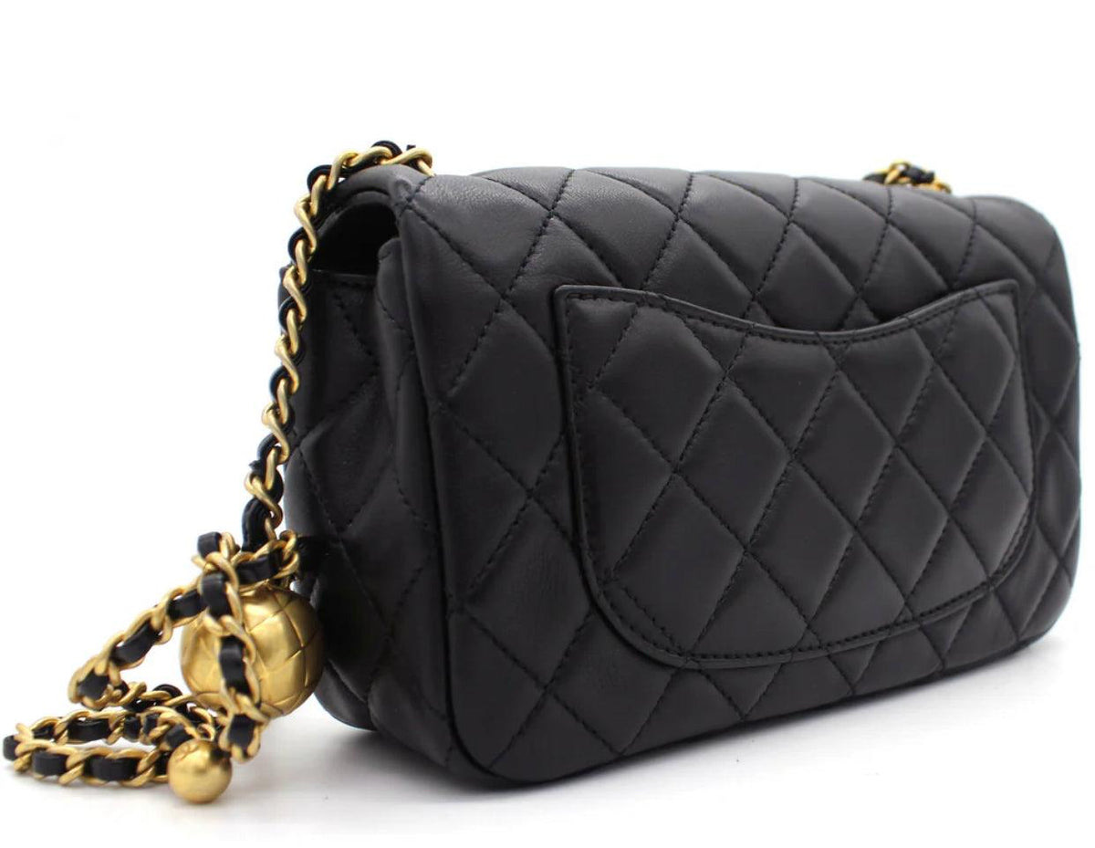 Chanel Pearl Crush Mini Rectangular Flap Bag - Black with Aged Gold-Tone Hardware