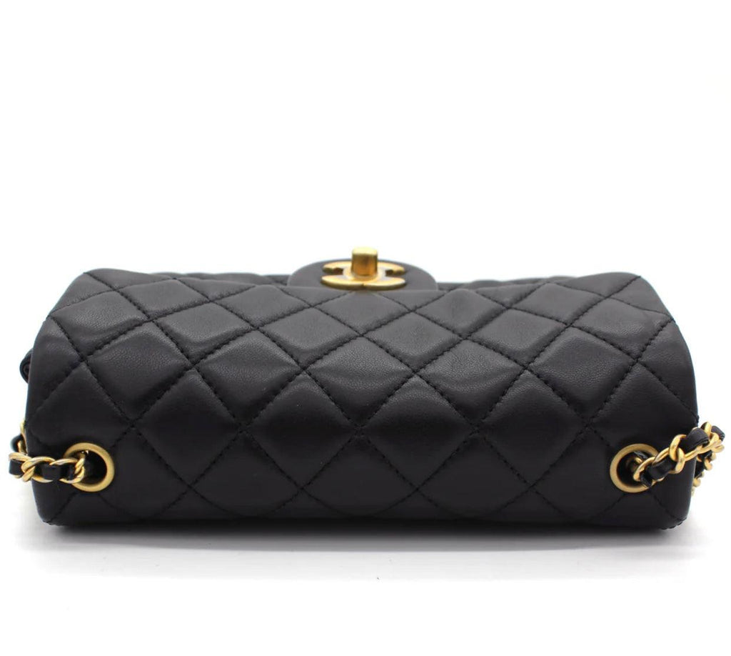 Chanel Pearl Crush Mini Rectangular Flap Bag - Black with Aged Gold-Tone Hardware