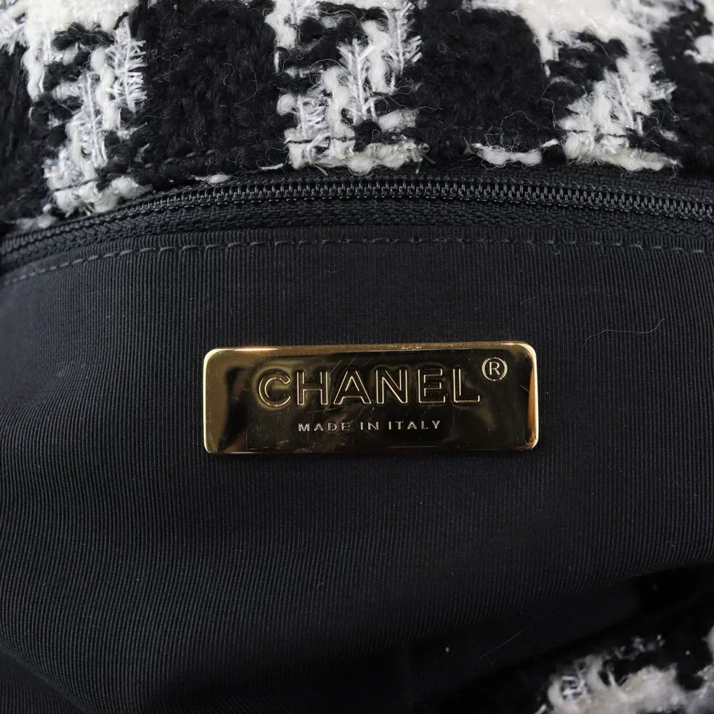 Chanel 19 Black and White Wool Tweed Small Flap Bag