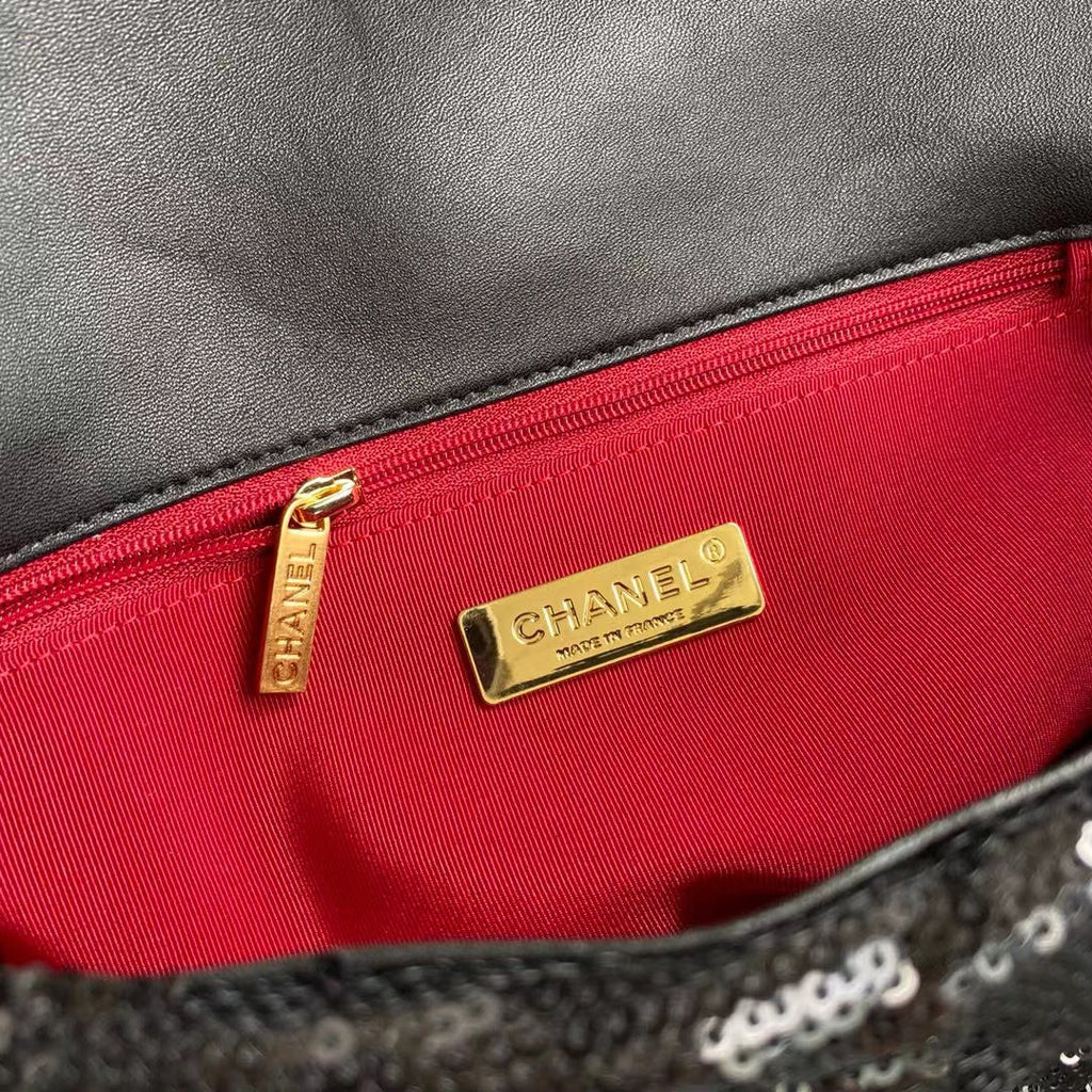 Chanel Sequin 19 Flap Bag Black