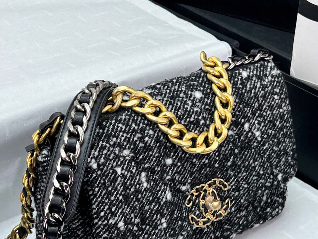 Chanel 19 Small Black and White Orea Tweed Handbag