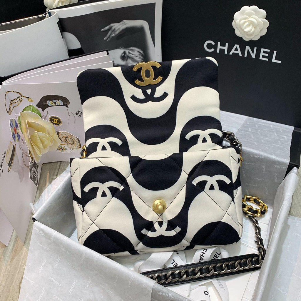 Chanel 19 Flap Bag Medium Black Ecru - Ecru and Black