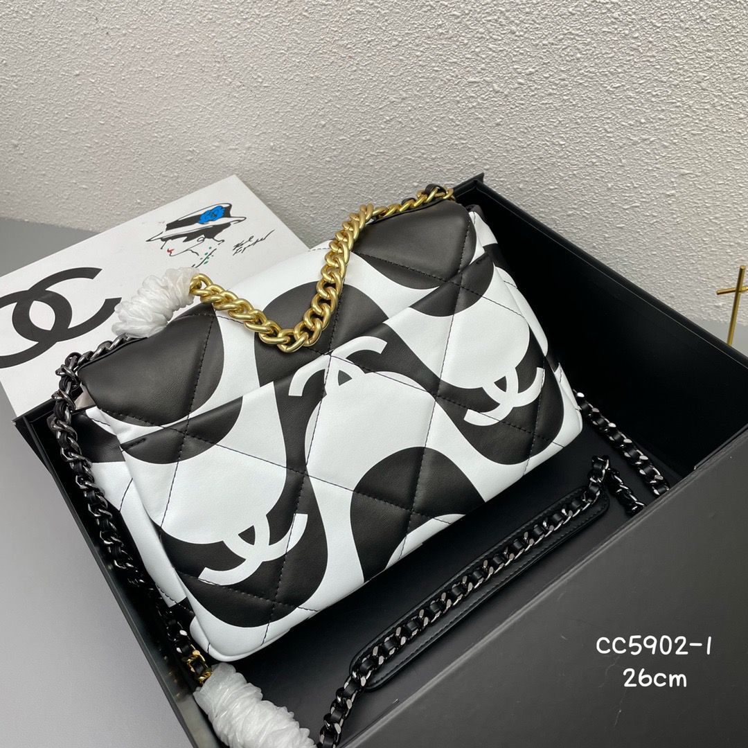 Chanel 19 Flap Bag Medium Black Ecru - Ecru and Black