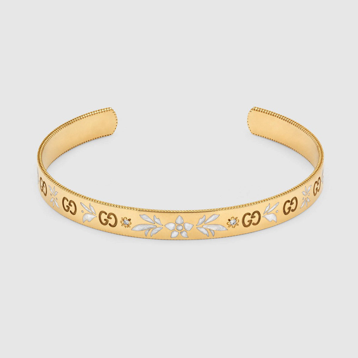 Gucci Double G Icon Blossom Enamel Bangle Bracelet