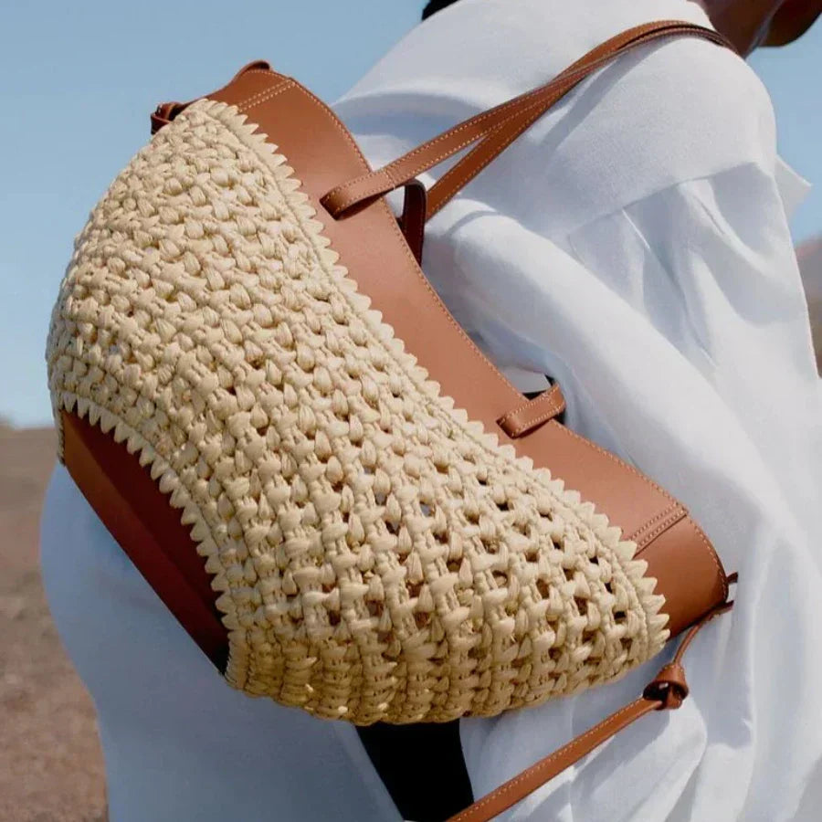 The Bree Hollow Weave Bag - Beige