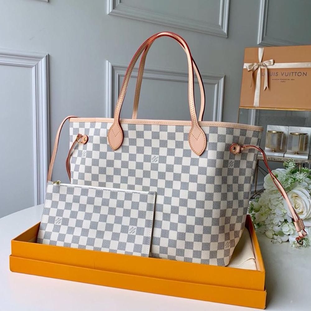 Louis Vuitton Neverfull MM Damier Azur Beige Tote Bag