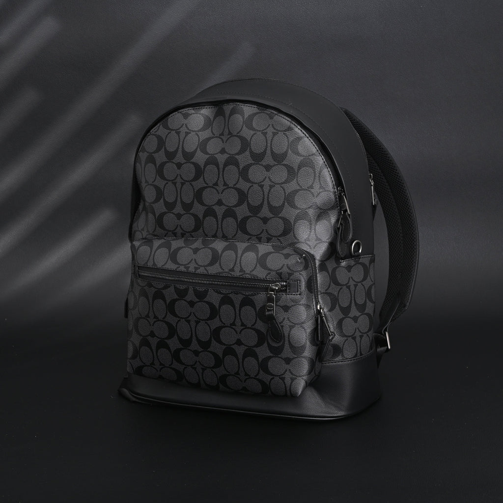 Coach West Backpack – Signature Canvas in Black/Grey - Black/Grey Monogram Pattern