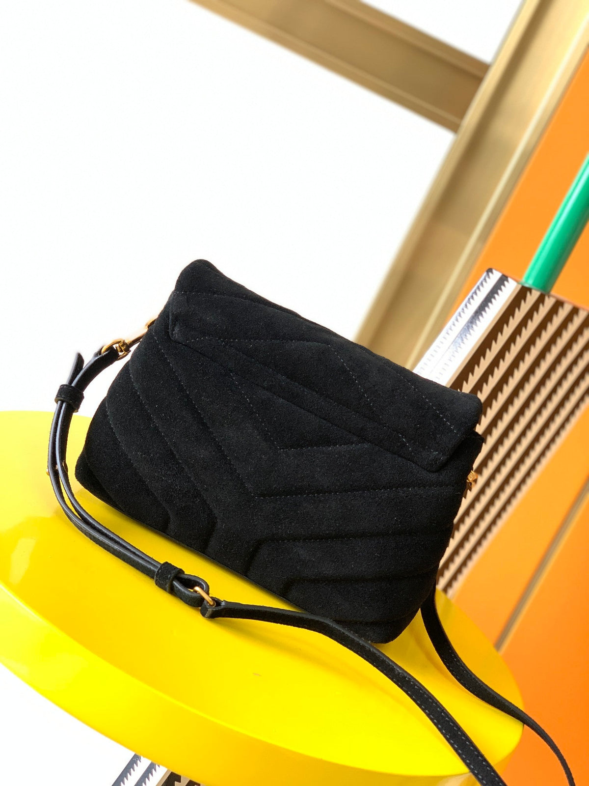 YSL Loulou 20 Black Velvet Shoulder Bag