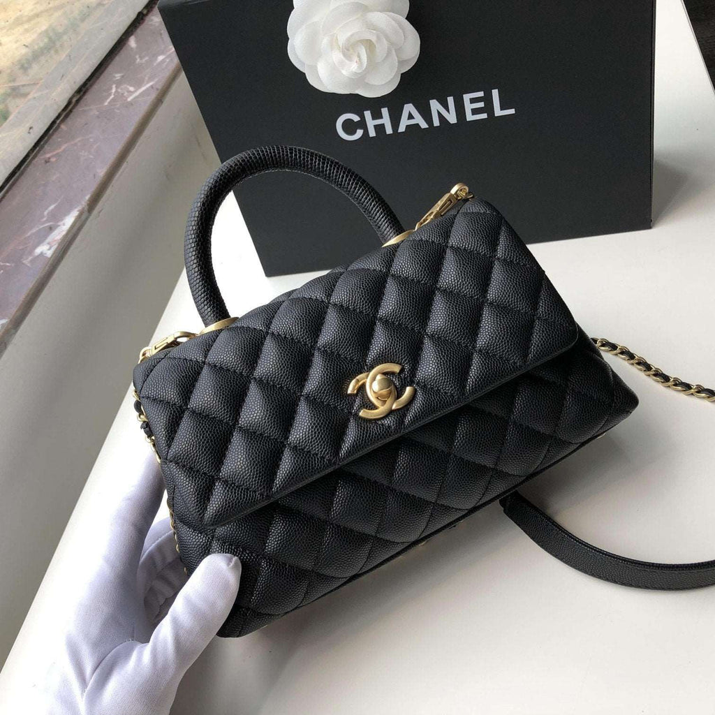 Chanel Small Flap Bag with Coco Handle - Black with Black Hardware